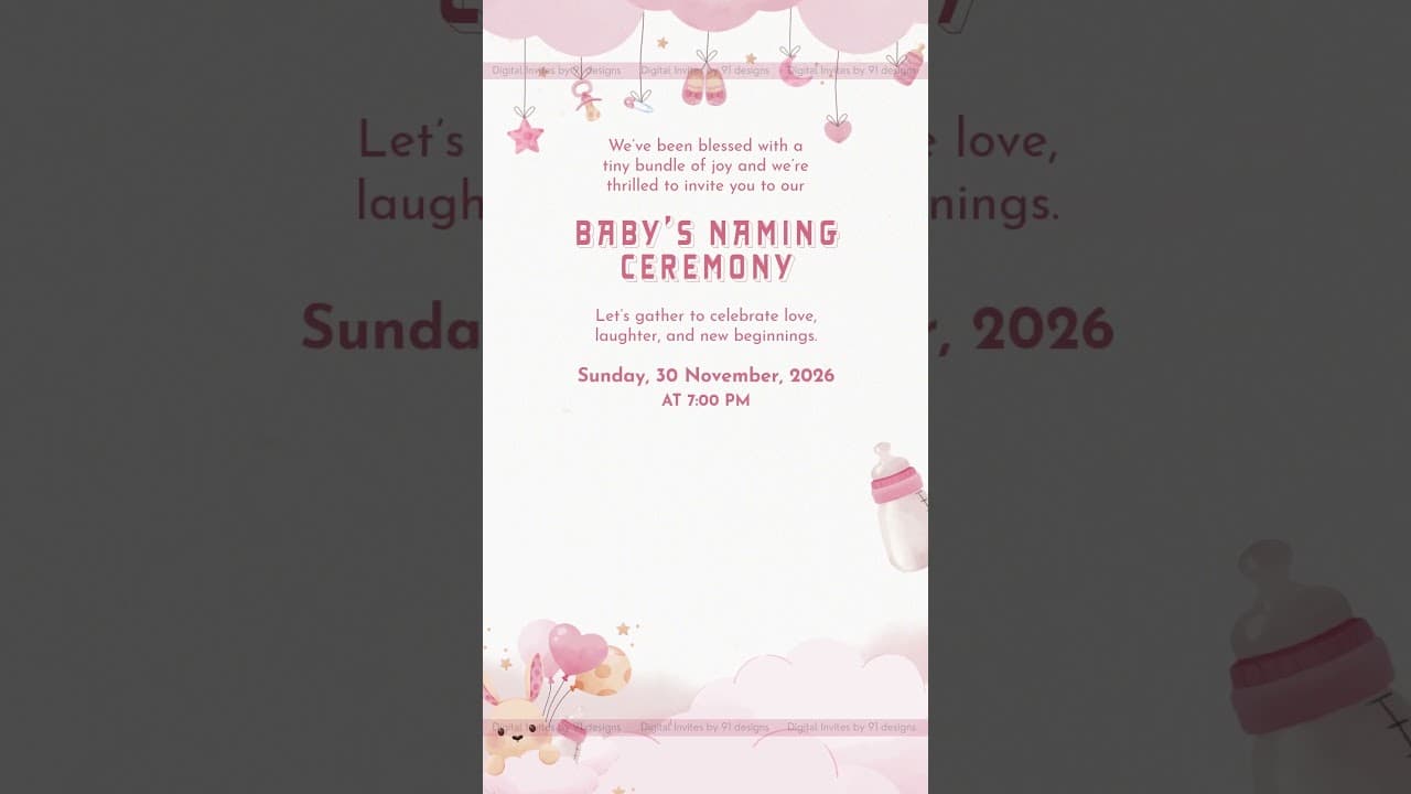 Baby Naming Ceremony Invitation | Digital Invite 👶✨ (SKU Code: DBNC013)