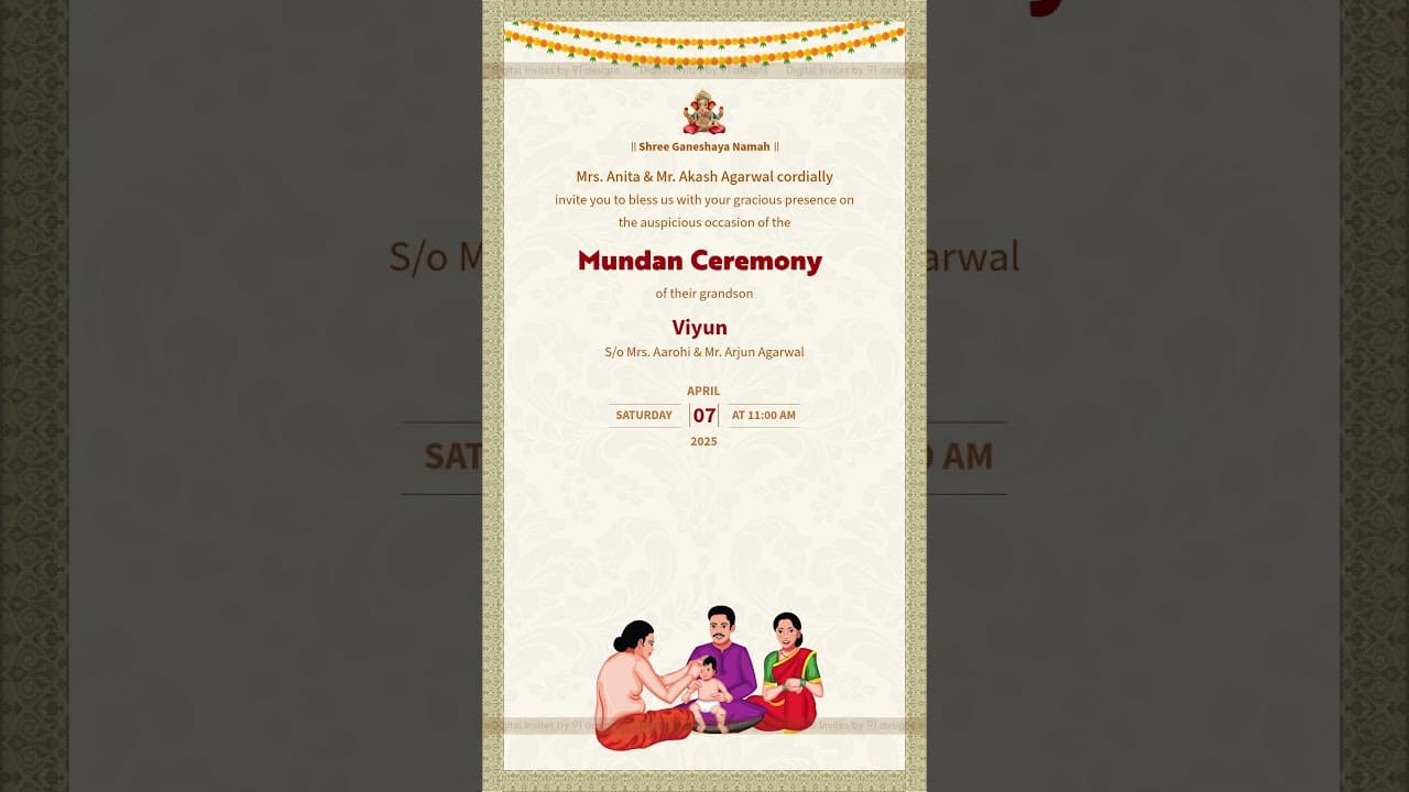 Mundan Cermony Invitation (SKU Code: DMCC001)