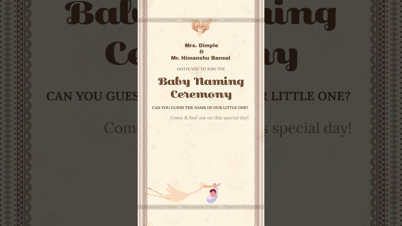Baby Naming Ceremony Invitation | Digital Invite 👶✨ (SKU Code: DBNC007)