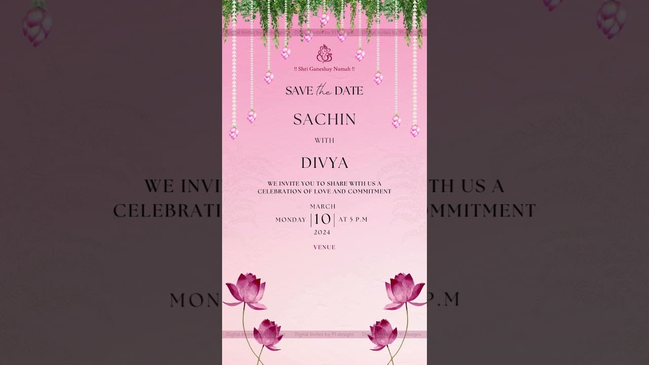 Stunning Wedding digital invitation (SKU Code: DSTD011)