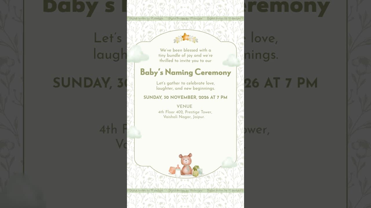 Baby Naming Ceremony Invitation | Digital Invite 👶✨ (SKU Code: DBNC012)