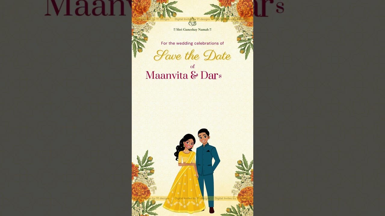 Stunning save-the-date card for weddings (SKU Code: DSTD016)