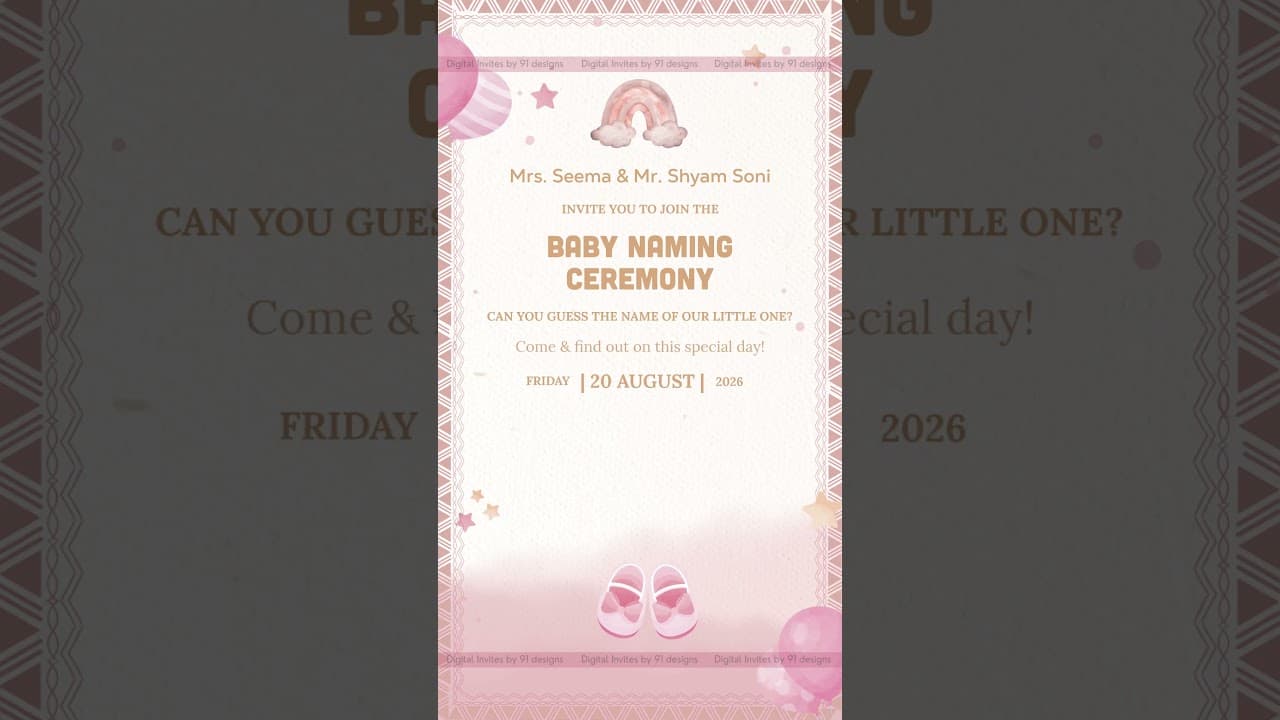 Baby Naming Ceremony Invite (SKU Code: DBNC017)