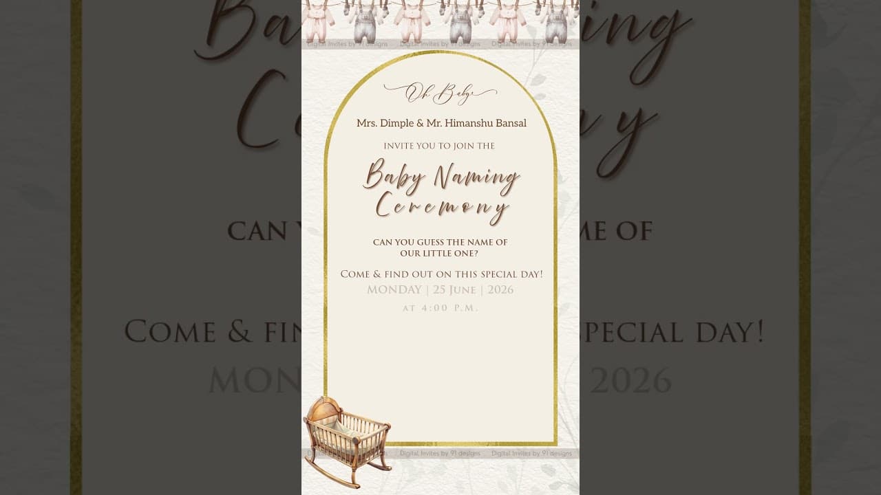 Baby Naming Ceremony Invitation | Digital Invite 👶✨ (SKU Code: DBNC015)