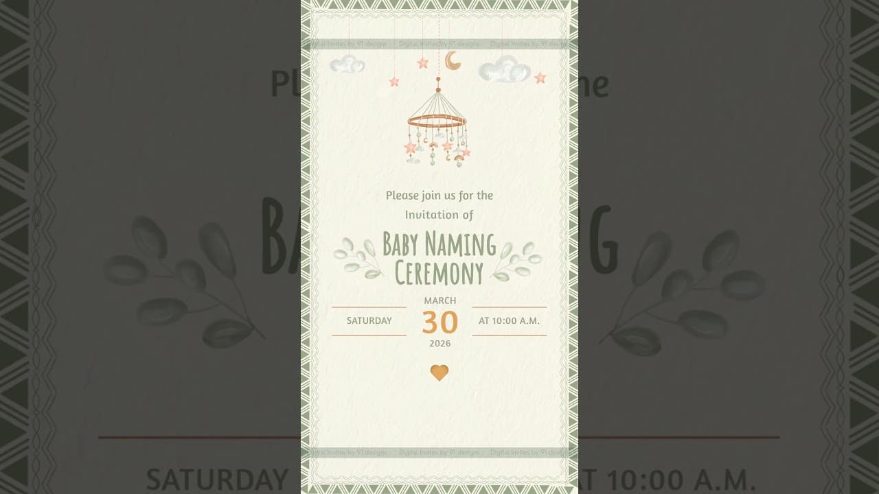 Baby Naming Ceremony Invitation | Digital Invite 👶✨ (SKU Code: DBNC009)