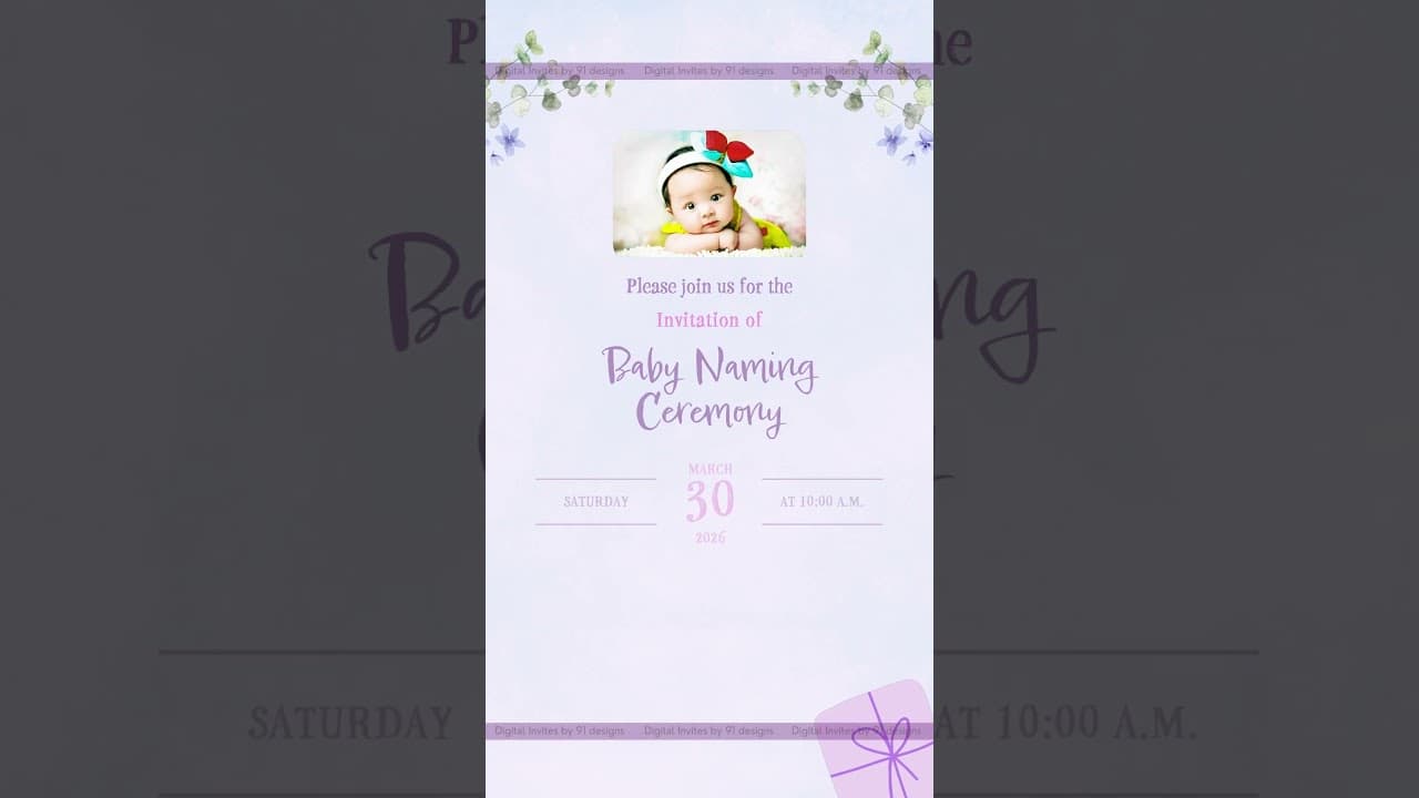 Baby Naming Ceremony Invitation | Digital Invite 👶✨ (SKU Code: DBNC006)