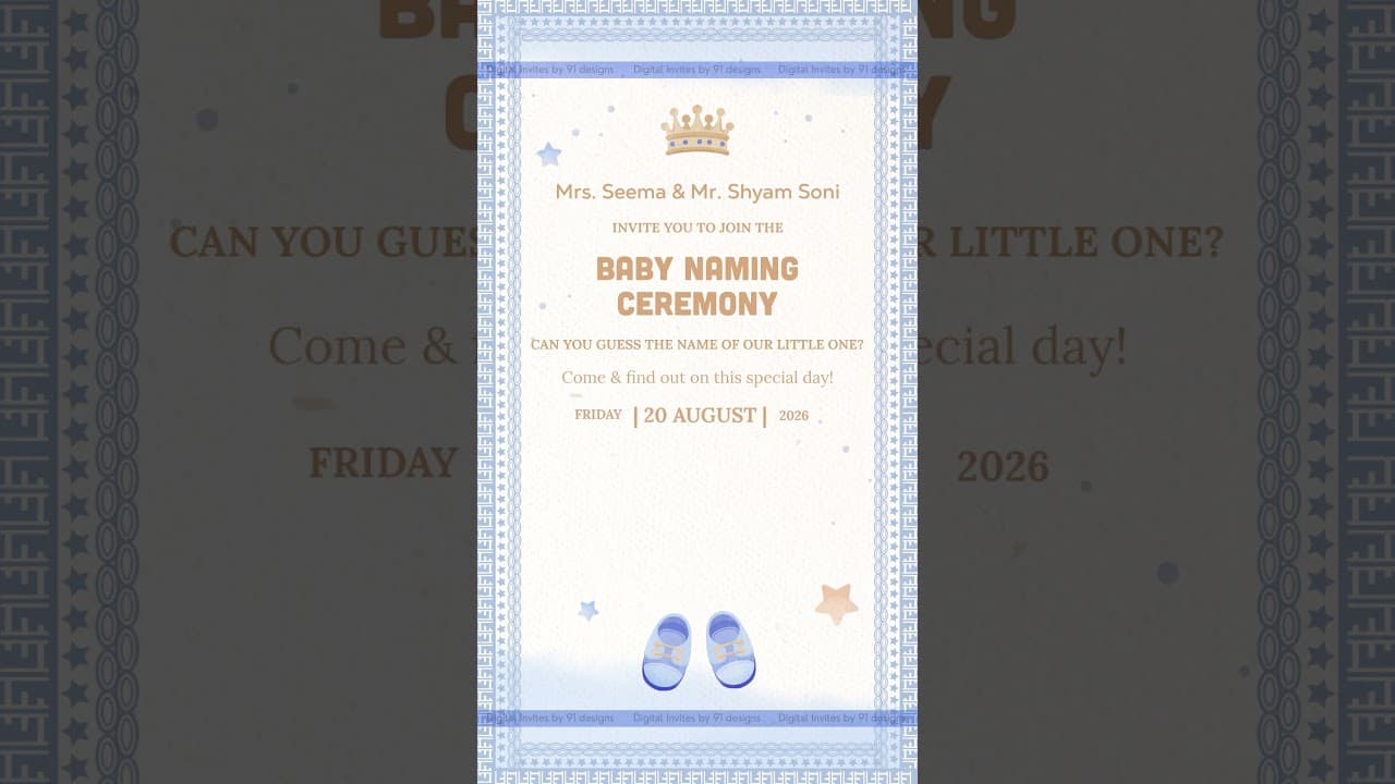 Baby Naming Ceremony Invitation | Digital Invite 👶✨ (SKU Code: DBNC008)