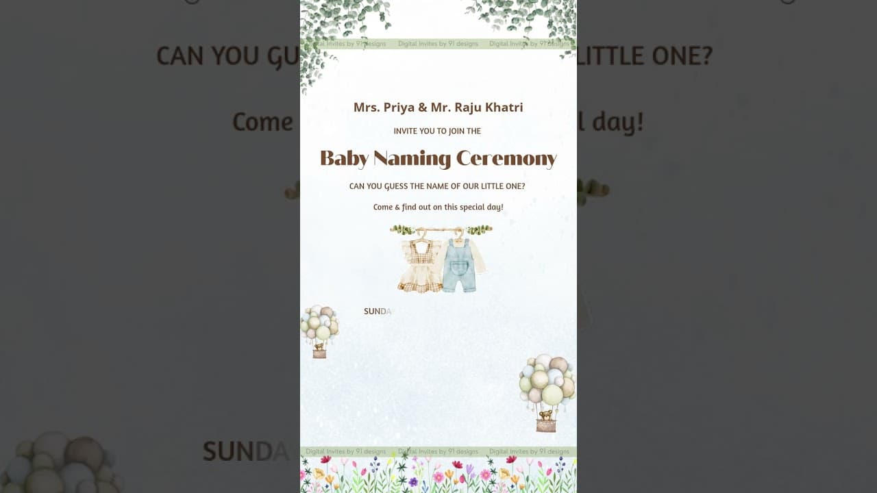 Baby Naming Ceremony Invitation | Digital Invite 👶✨ (SKU Code: DBNC002)