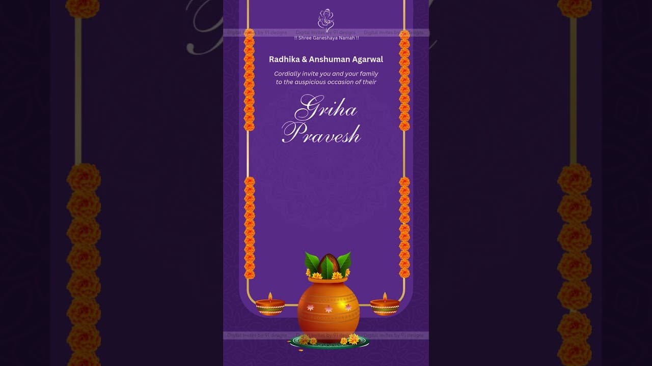 Beautiful Griha Pravesh E invitation (SKU Code: DGP007)