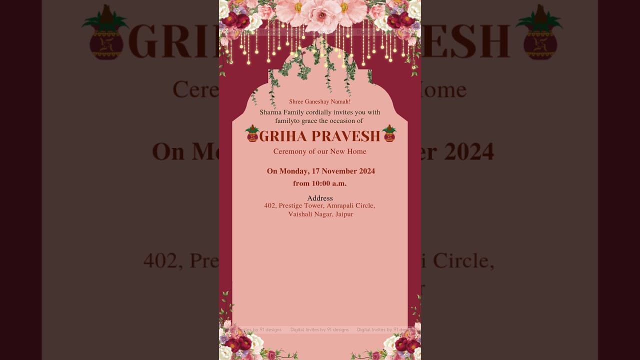 Beautiful Griha Pravesh E invitation (SKU Code: DGP009)