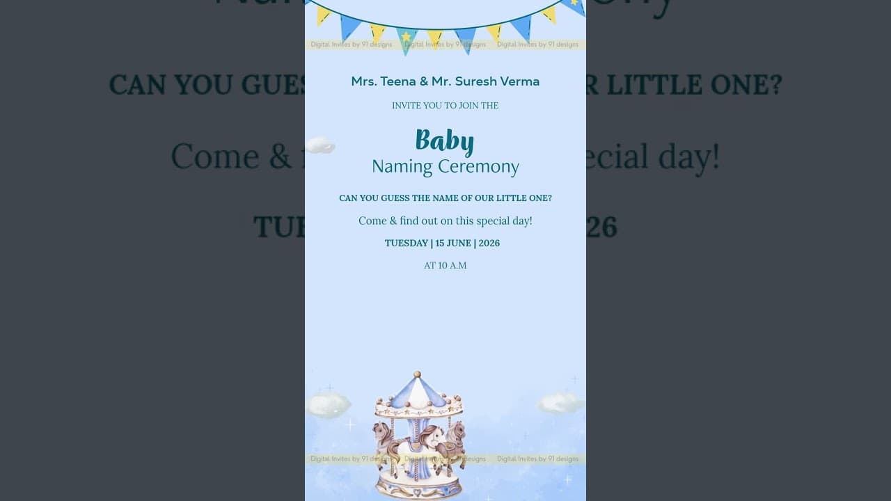 Baby Naming Ceremony Invitation | Digital Invite 👶✨ (SKU Code: DBNC004)
