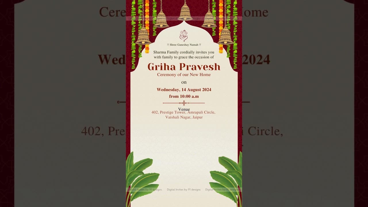 Beautiful Griha Pravesh E invitation (SKU Code: DGP010)