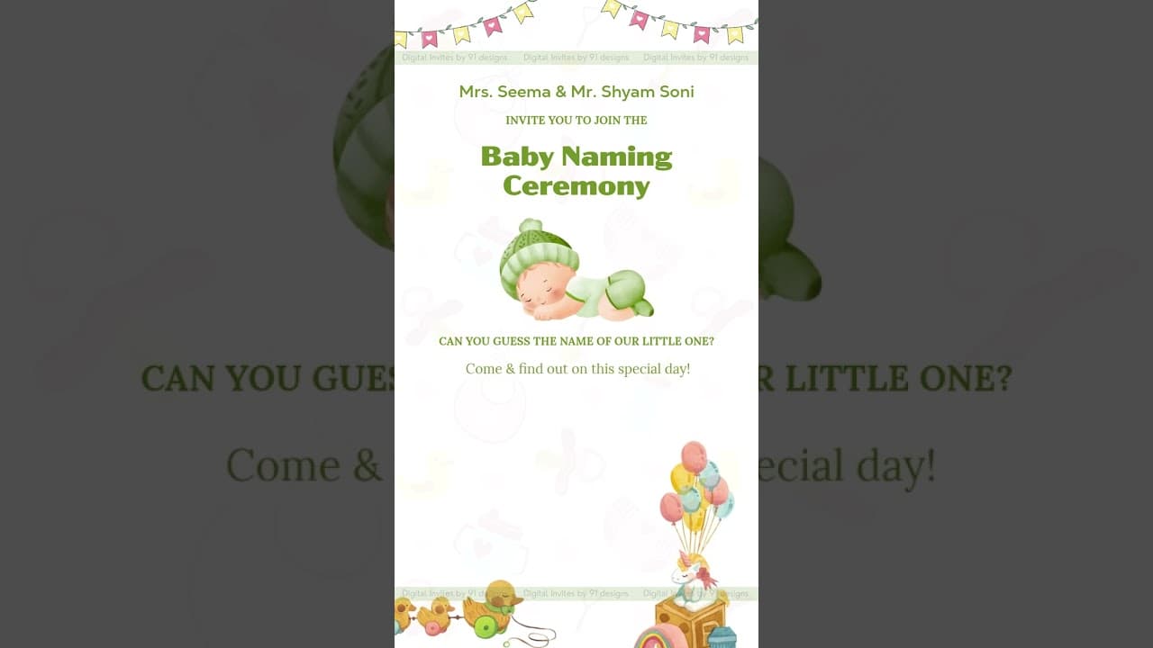 Baby Naming Ceremony Invitation | Digital Invite 👶✨ (SKU Code: DBNC003)