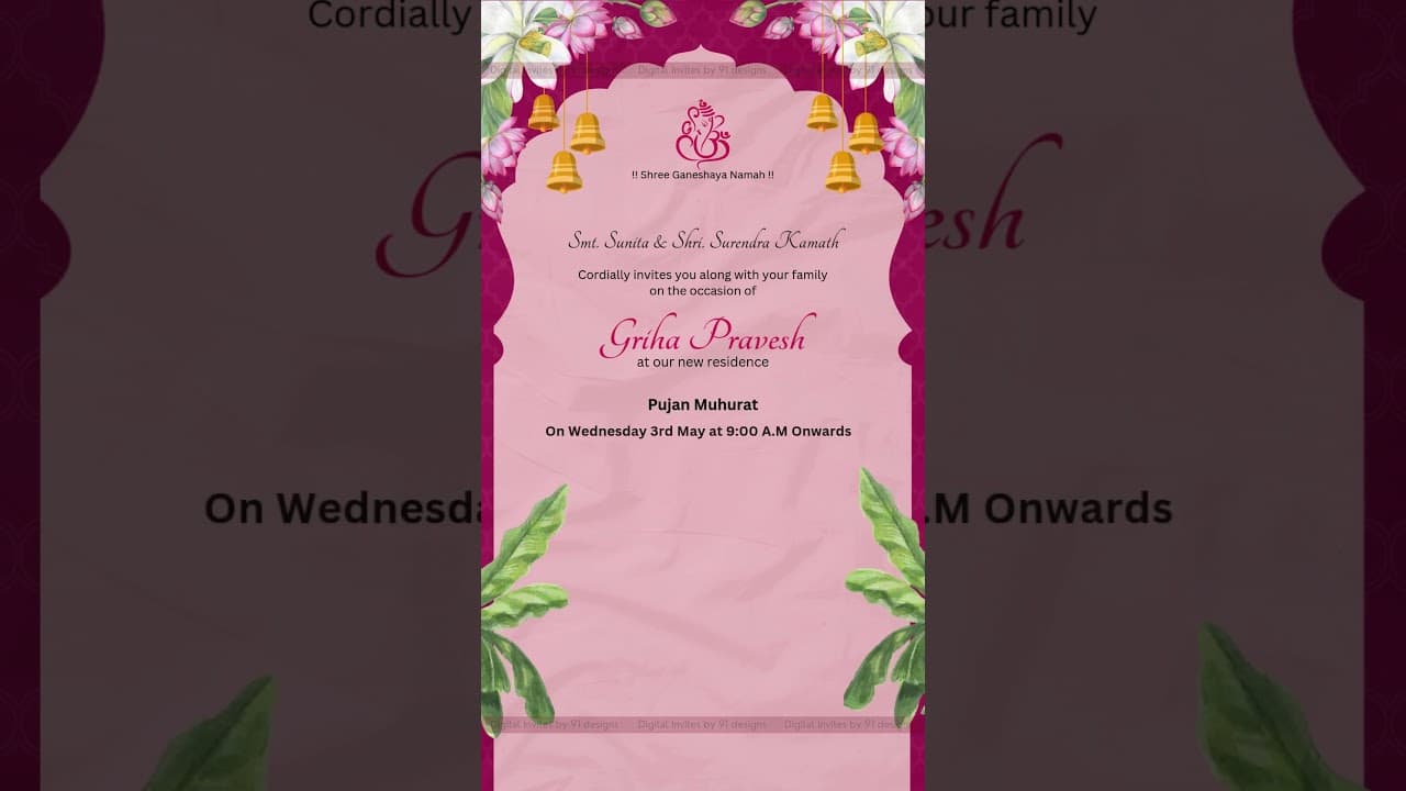 Beautiful Griha Pravesh E invitation (SKU Code: DGP001)