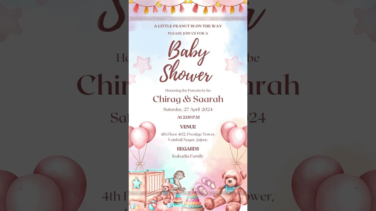 Baby shower digital invitation card (SKU Code: DBS001)