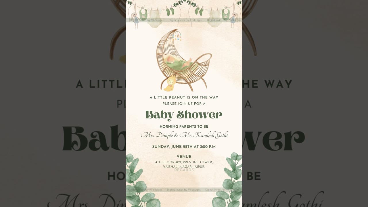 Baby shower digital invitation card (SKU Code: DBS002)