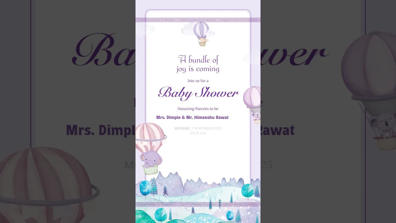 Baby shower digital invitation card (SKU Code: DBS021)