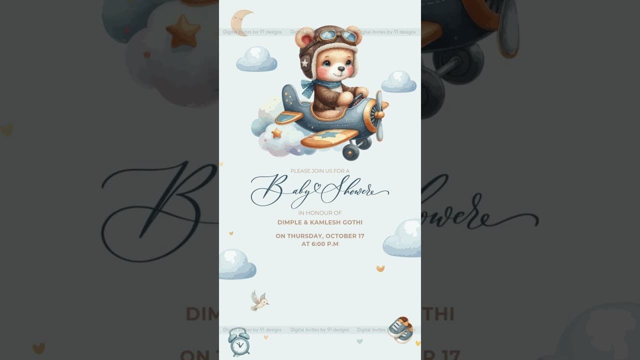 Baby shower digital invitation card (SKU Code: DBS016)