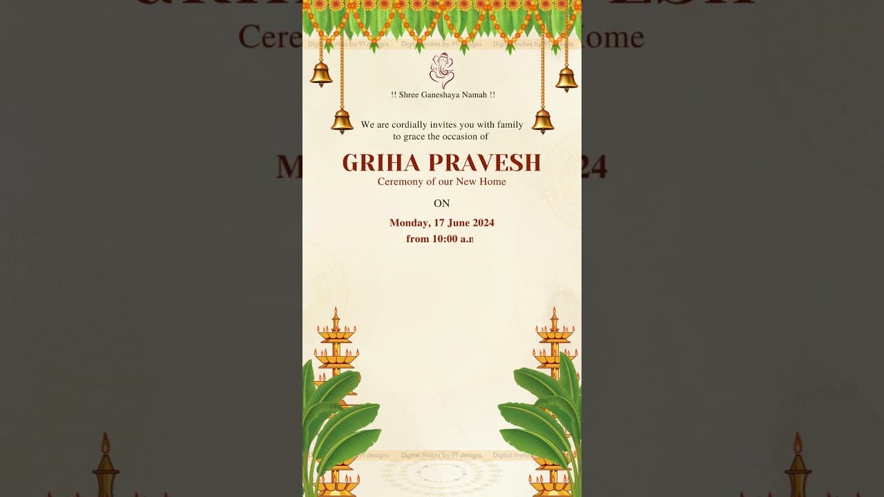 Beautiful Griha Pravesh Invitation (SKU Code: DGP002)