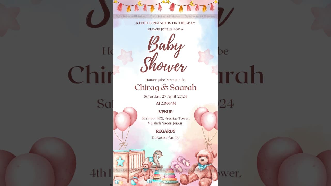 Baby shower digital invitation card (SKU Code: DBS001)