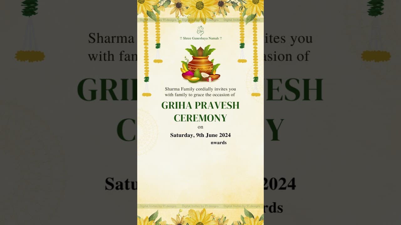 Beautiful Girah Pravesh invitation (SKU Code: DGP005)